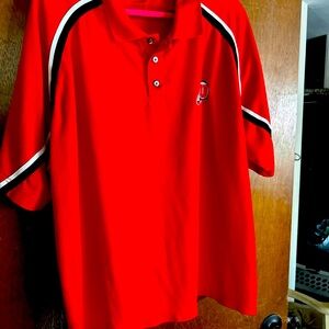 NCAA Red and Black Polo Shirt with Athletic Design